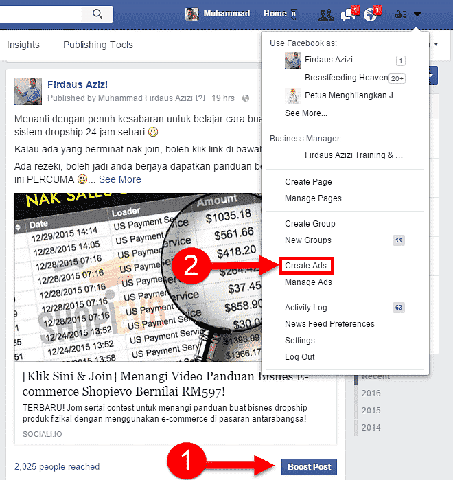 cara buat iklan di facebook